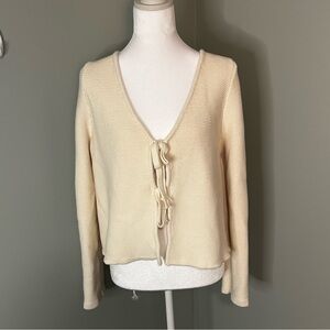 Cream Boutique Sweater with Tie Detail